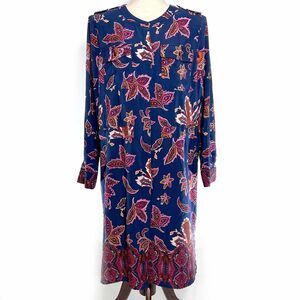 Liz Claiborne XL Navy Floral Shirt Dress Pockets